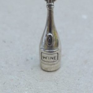 Wine Bottle Charm - Silver - 10 pieces