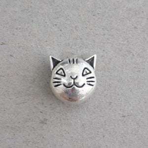 Cat Head Charm - Silver Plated - 20 pieces