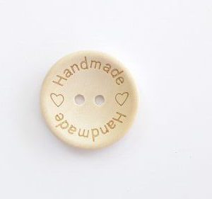 'Handmade' Wooden Button - 25mm - 10 pieces