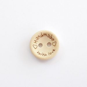 'Handmade With Love' Wooden Button - 15mm -10 pieces