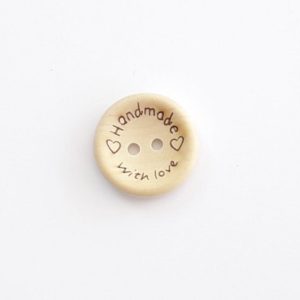 'Handmade with Love' Wooden Button - 20mm - 10 pieces