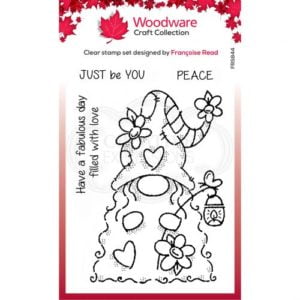 Woodware Clear Singles Flower Power Gnome Stamp