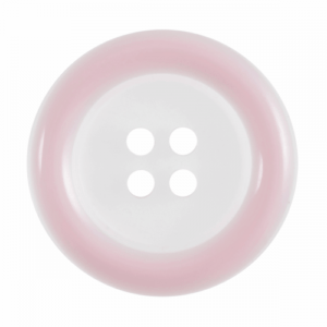 Colour rim clear button - 25mm Light Pink
