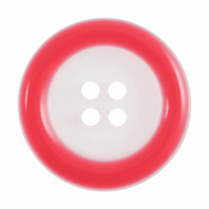 Colour rim clear button - 25mm Red