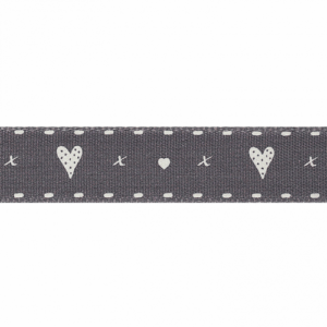 Hearts and Kisses Grey Ribbon